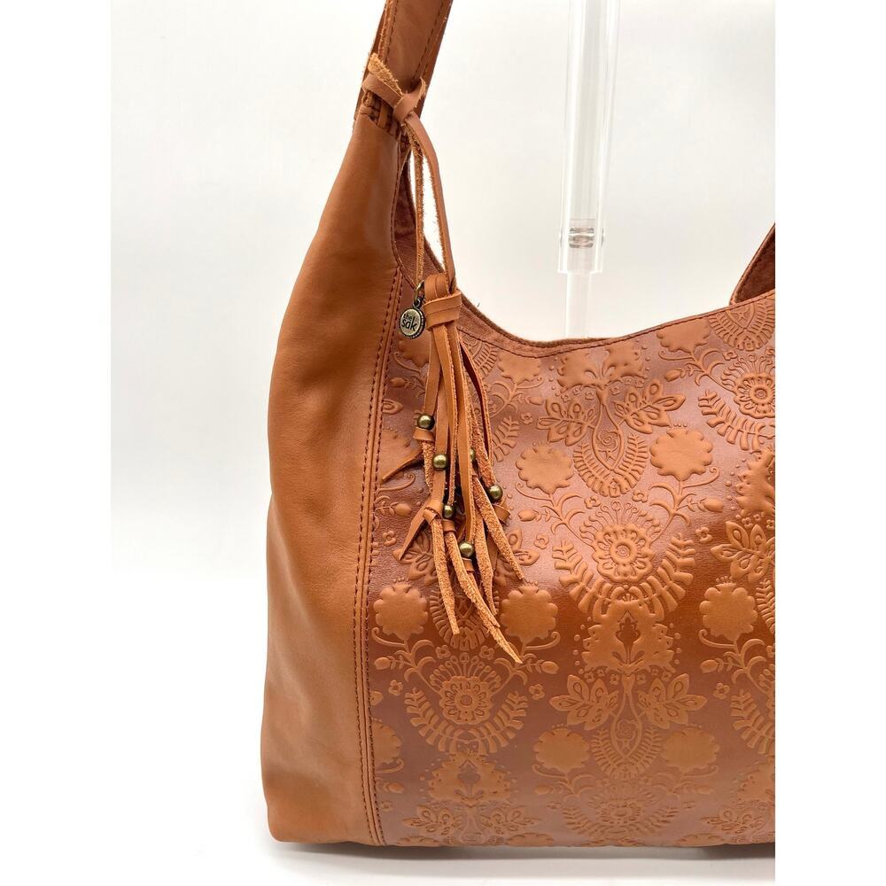 THE SAK Hobo Tooled Leather Satchel with Tassel Charm - Picture 3 of 8